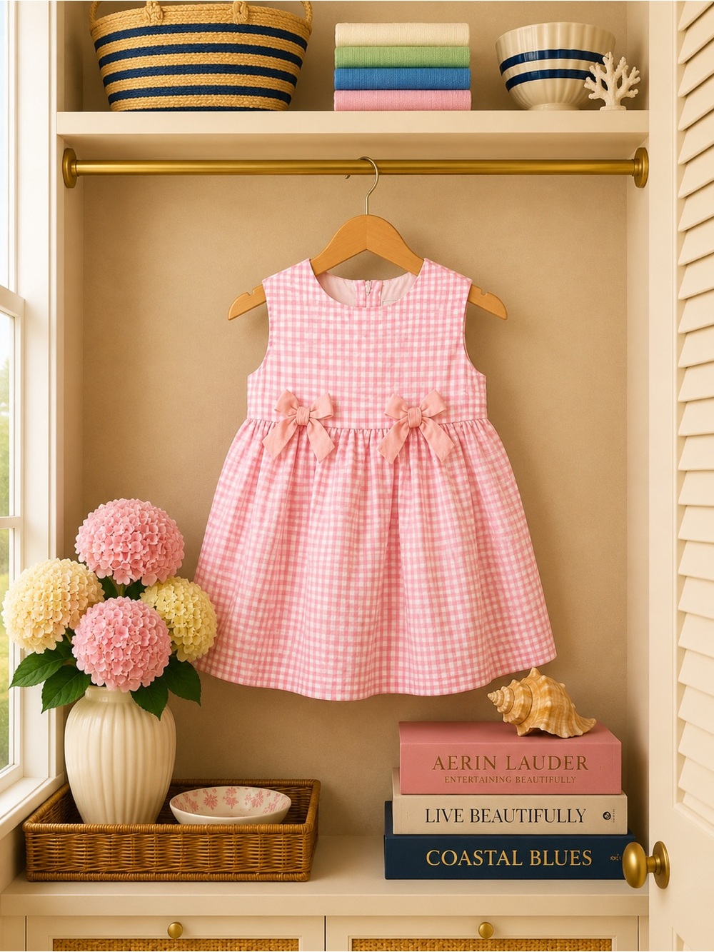 Rachel Riley 4T Pink Gingham Bow Dress